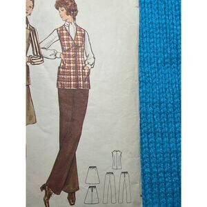 Butterick Sewing Pattern 6722 long vest straight pant 1970s size 16 1/2